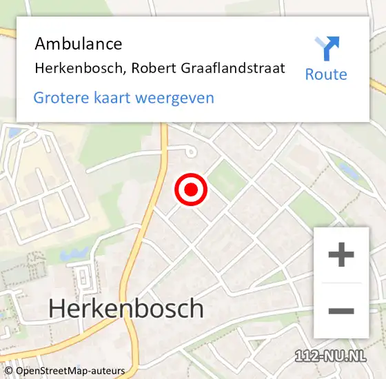 Locatie op kaart van de 112 melding: Ambulance Herkenbosch, Robert Graaflandstraat op 21 november 2019 14:56