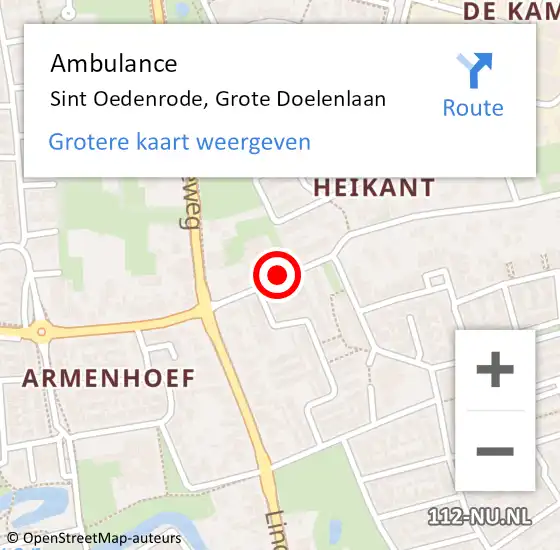 Locatie op kaart van de 112 melding: Ambulance Sint Oedenrode, Grote Doelenlaan op 21 november 2019 15:01