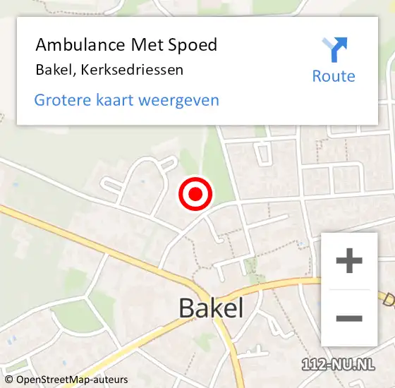 Locatie op kaart van de 112 melding: Ambulance Met Spoed Naar Bakel, Kerksedriessen op 21 november 2019 15:04