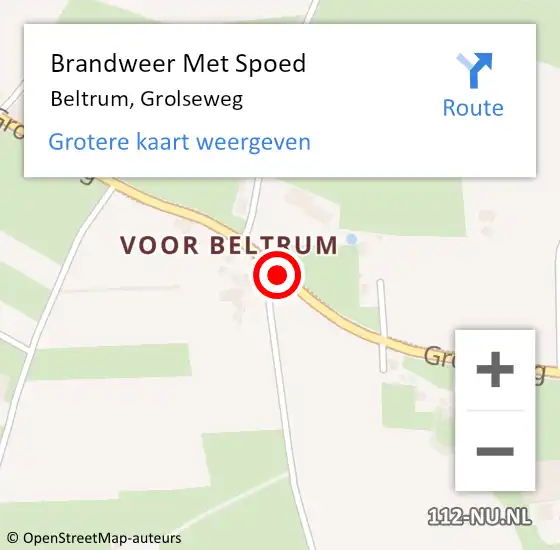 Locatie op kaart van de 112 melding: Brandweer Met Spoed Naar Beltrum, Grolseweg op 21 november 2019 15:32