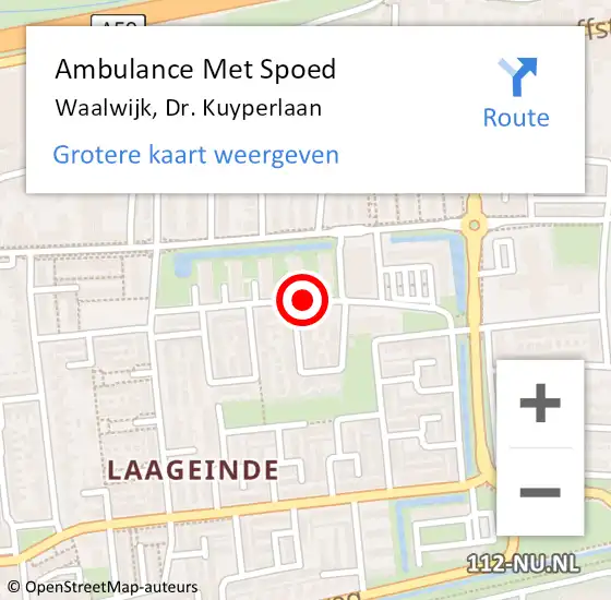 Locatie op kaart van de 112 melding: Ambulance Met Spoed Naar Waalwijk, Dr. Kuyperlaan op 21 november 2019 15:36