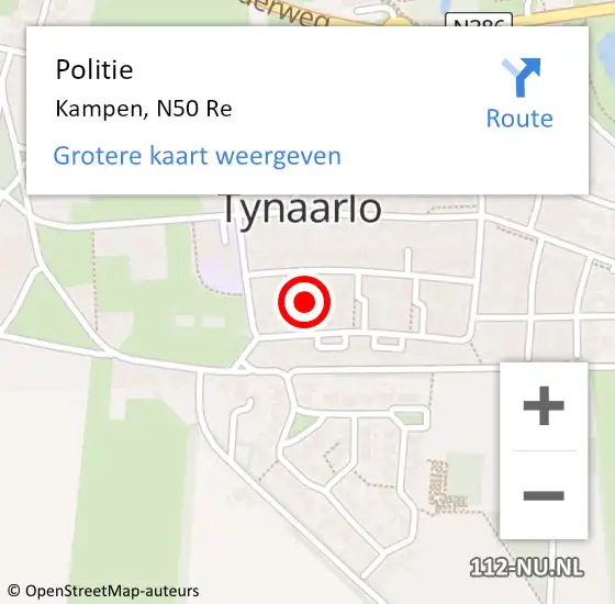 Locatie op kaart van de 112 melding: Politie Kampen, N50 Re op 21 november 2019 16:35