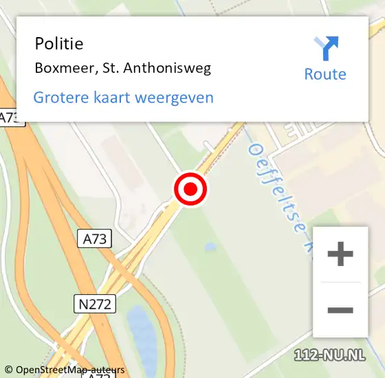 Locatie op kaart van de 112 melding: Politie Boxmeer, St. Anthonisweg op 21 november 2019 17:18