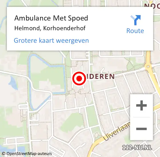 Locatie op kaart van de 112 melding: Ambulance Met Spoed Naar Helmond, Korhoenderhof op 21 november 2019 17:28