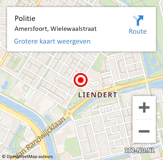 Locatie op kaart van de 112 melding: Politie Amersfoort, Wielewaalstraat op 21 november 2019 18:07