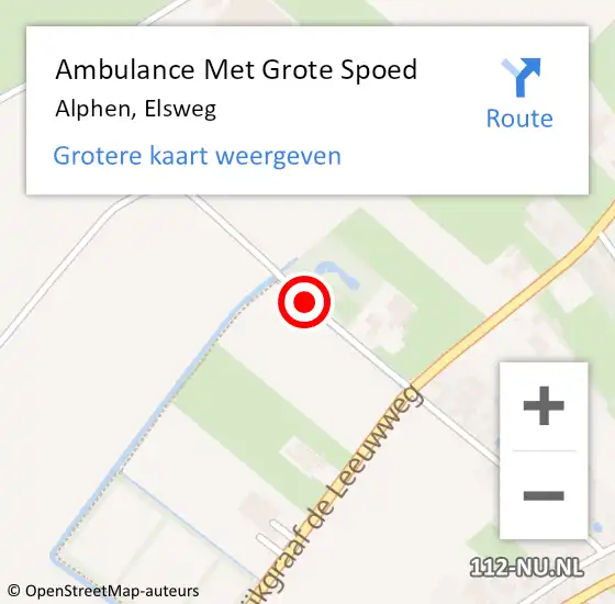 Locatie op kaart van de 112 melding: Ambulance Met Grote Spoed Naar Alphen, Elsweg op 21 november 2019 18:10