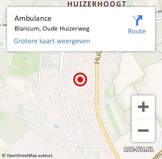 Locatie op kaart van de 112 melding: Ambulance Blaricum, Oude Huizerweg op 29 september 2013 12:57