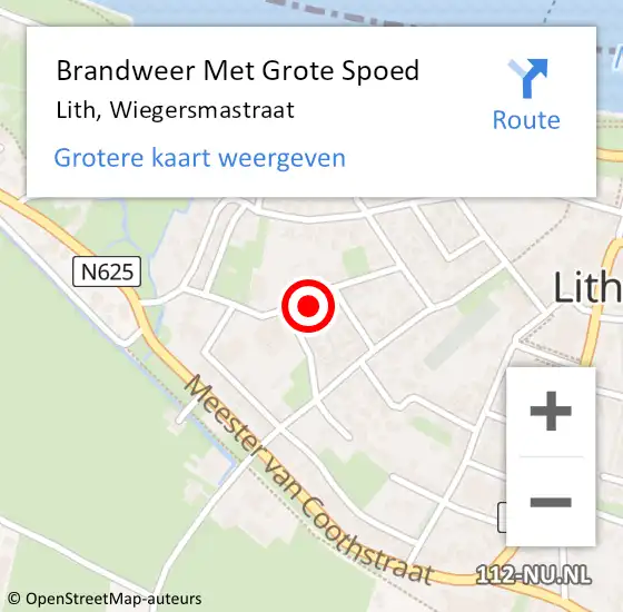 Locatie op kaart van de 112 melding: Brandweer Met Grote Spoed Naar Lith, Wiegersmastraat op 21 november 2019 19:17