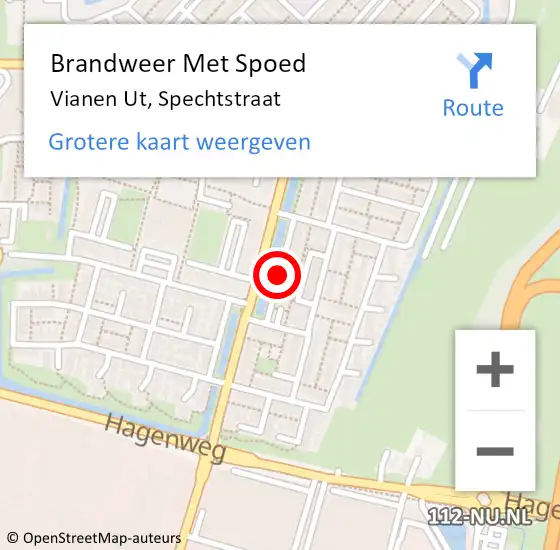 Locatie op kaart van de 112 melding: Brandweer Met Spoed Naar Vianen Ut, Spechtstraat op 21 november 2019 19:21