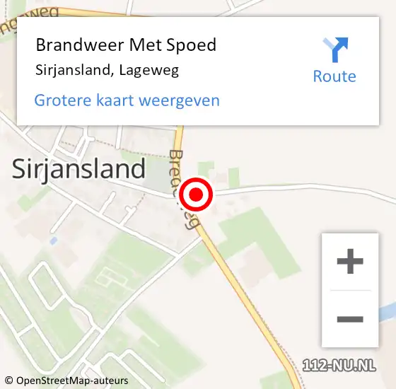 Locatie op kaart van de 112 melding: Brandweer Met Spoed Naar Sirjansland, Lageweg op 21 november 2019 19:55