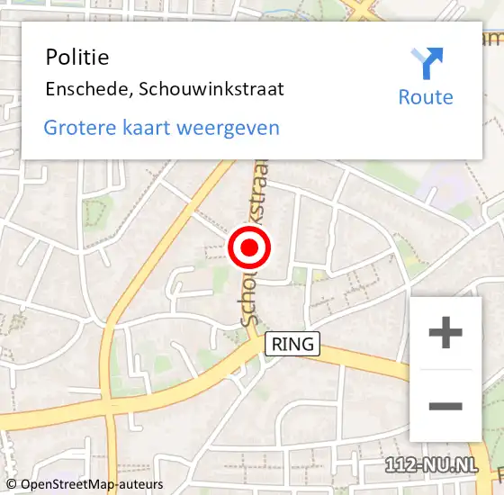 Locatie op kaart van de 112 melding: Politie Enschede, Schouwinkstraat op 21 november 2019 20:22