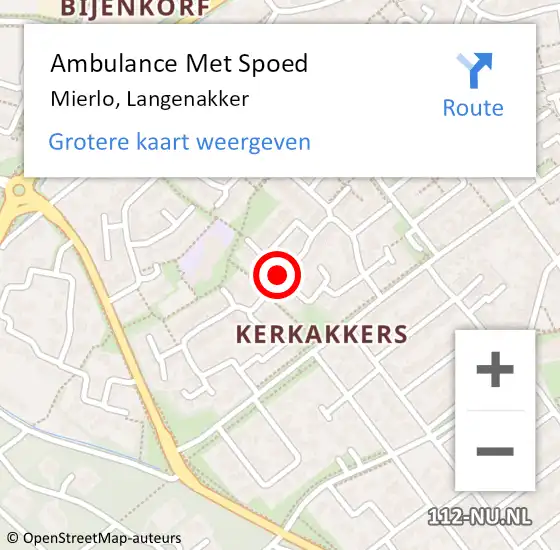 Locatie op kaart van de 112 melding: Ambulance Met Spoed Naar Mierlo, Langenakker op 21 november 2019 20:29