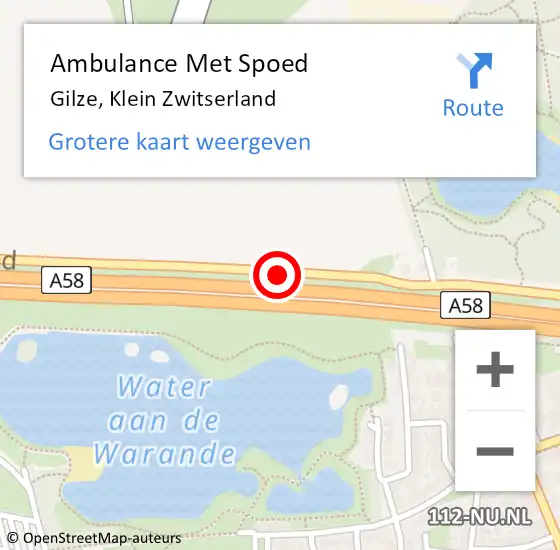 Locatie op kaart van de 112 melding: Ambulance Met Spoed Naar Gilze, Klein Zwitserland op 21 november 2019 23:29
