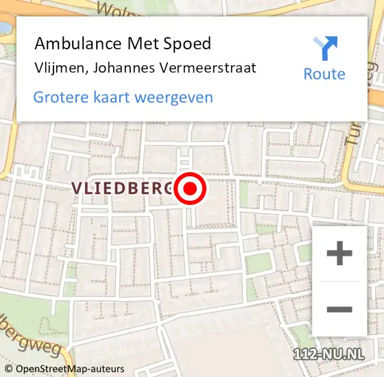 Locatie op kaart van de 112 melding: Ambulance Met Spoed Naar Vlijmen, Johannes Vermeerstraat op 22 november 2019 03:06