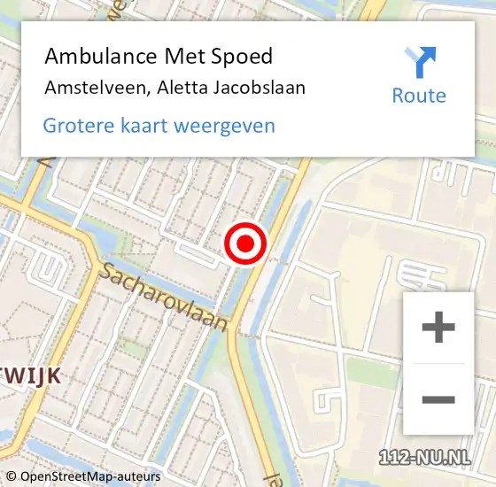 Locatie op kaart van de 112 melding: Ambulance Met Spoed Naar Amstelveen, Aletta Jacobslaan op 22 november 2019 03:45