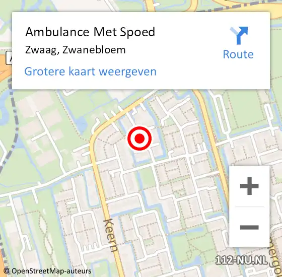 Locatie op kaart van de 112 melding: Ambulance Met Spoed Naar Zwaag, Zwanebloem op 22 november 2019 07:40