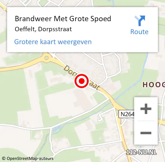 Locatie op kaart van de 112 melding: Brandweer Met Grote Spoed Naar Oeffelt, Dorpsstraat op 22 november 2019 08:09