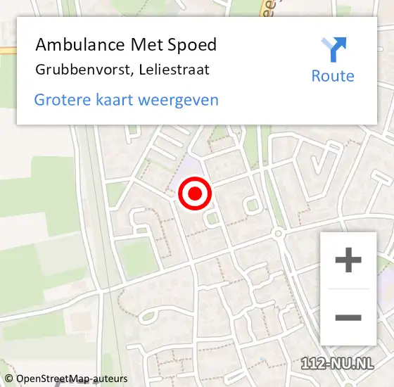 Locatie op kaart van de 112 melding: Ambulance Met Spoed Naar Grubbenvorst, Leliestraat op 22 november 2019 08:47