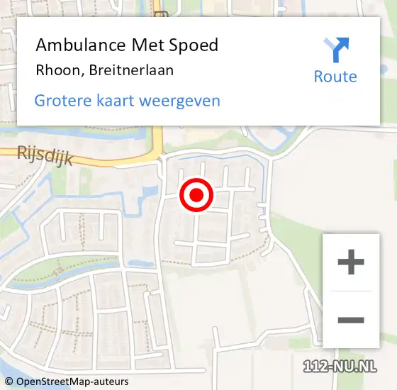 Locatie op kaart van de 112 melding: Ambulance Met Spoed Naar Rhoon, Breitnerlaan op 20 april 2014 14:49