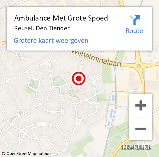 Locatie op kaart van de 112 melding: Ambulance Met Grote Spoed Naar Reusel, Den Tiender op 22 november 2019 09:37