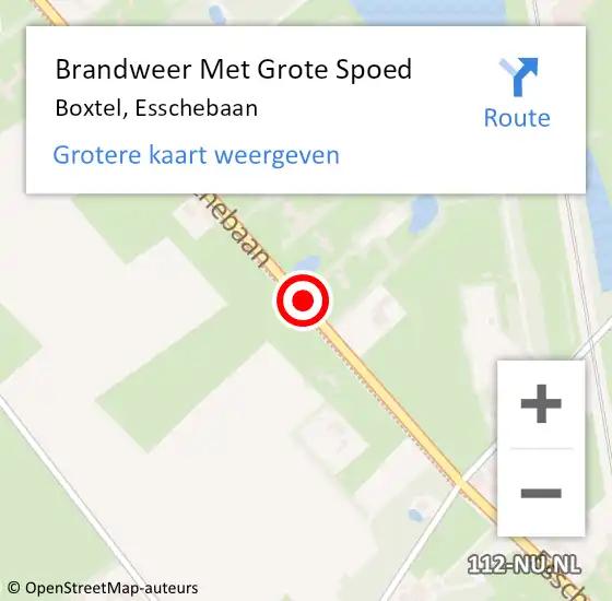 Locatie op kaart van de 112 melding: Brandweer Met Grote Spoed Naar Boxtel, Esschebaan op 22 november 2019 11:41