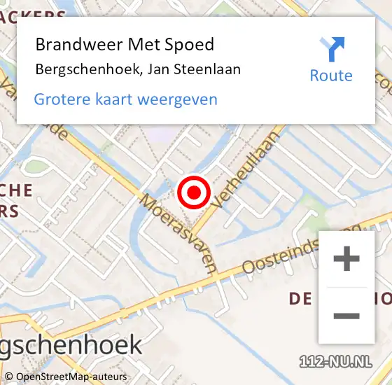 Locatie op kaart van de 112 melding: Brandweer Met Spoed Naar Bergschenhoek, Jan Steenlaan op 20 april 2014 15:10