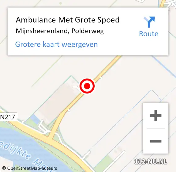 Locatie op kaart van de 112 melding: Ambulance Met Grote Spoed Naar Mijnsheerenland, Polderweg op 22 november 2019 12:41