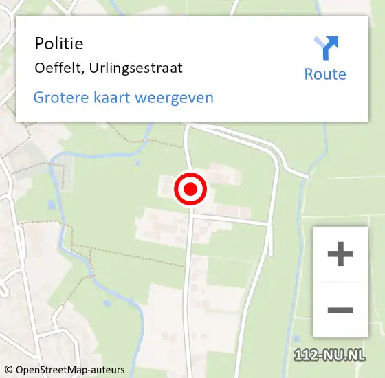 Locatie op kaart van de 112 melding: Politie Oeffelt, Urlingsestraat op 22 november 2019 13:41