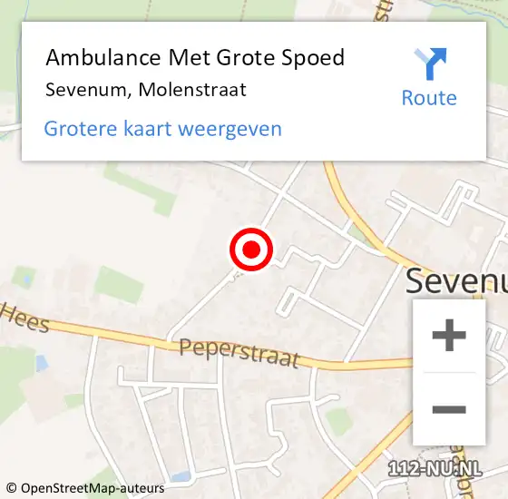 Locatie op kaart van de 112 melding: Ambulance Met Grote Spoed Naar Sevenum, Molenstraat op 22 november 2019 13:45