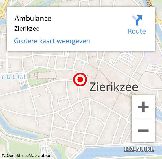 Locatie op kaart van de 112 melding: Ambulance Zierikzee op 22 november 2019 13:59