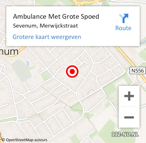 Locatie op kaart van de 112 melding: Ambulance Met Grote Spoed Naar Sevenum, Merwijckstraat op 20 april 2014 15:22