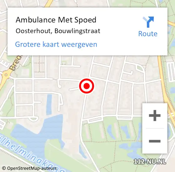 Locatie op kaart van de 112 melding: Ambulance Met Spoed Naar Oosterhout, Bouwlingstraat op 22 november 2019 14:24