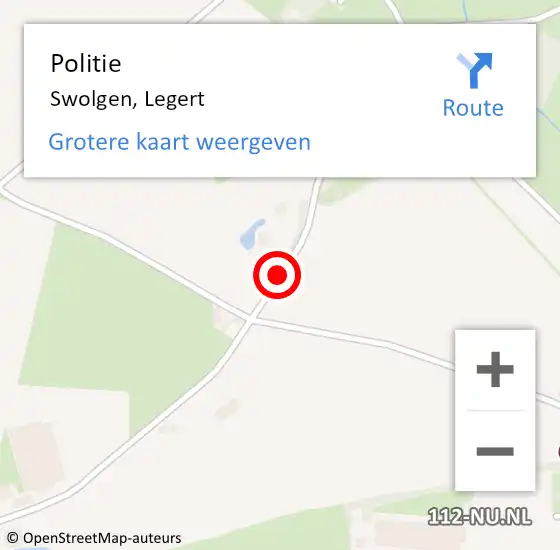 Locatie op kaart van de 112 melding: Politie Swolgen, Legert op 22 november 2019 14:39