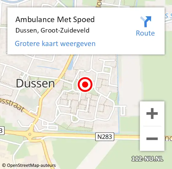 Locatie op kaart van de 112 melding: Ambulance Met Spoed Naar Dussen, Groot-Zuideveld op 22 november 2019 16:14
