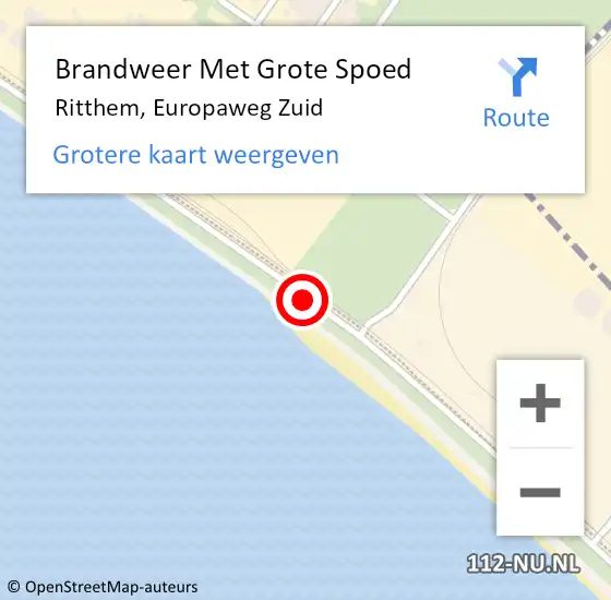 Locatie op kaart van de 112 melding: Brandweer Met Grote Spoed Naar Ritthem, Europaweg Zuid op 22 november 2019 16:39