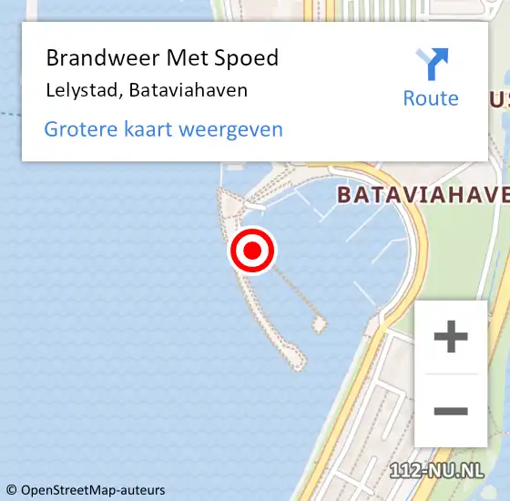 Locatie op kaart van de 112 melding: Brandweer Met Spoed Naar Lelystad, Bataviahaven op 22 november 2019 16:54