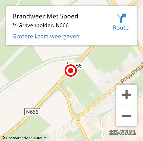 Locatie op kaart van de 112 melding: Brandweer Met Spoed Naar 's-Gravenpolder, N666 op 22 november 2019 17:43