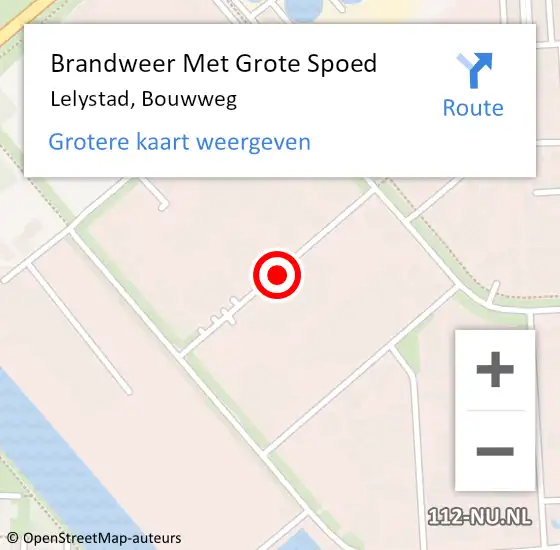 Locatie op kaart van de 112 melding: Brandweer Met Grote Spoed Naar Lelystad, Bouwweg op 22 november 2019 18:50