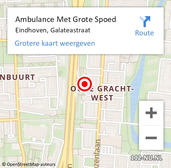 Locatie op kaart van de 112 melding: Ambulance Met Grote Spoed Naar Eindhoven, Galateastraat op 22 november 2019 19:33