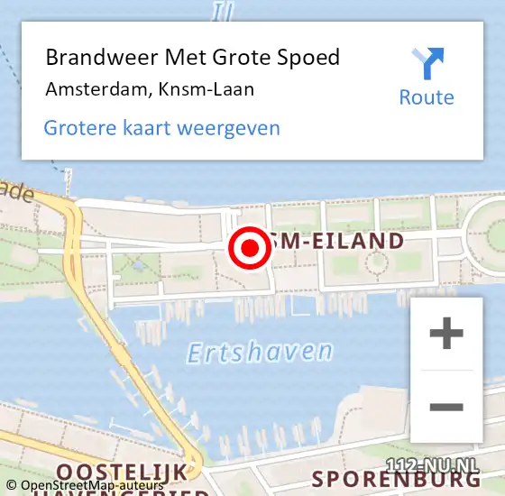 Locatie op kaart van de 112 melding: Brandweer Met Grote Spoed Naar Amsterdam, Knsm-Laan op 22 november 2019 20:06