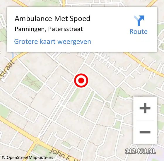 Locatie op kaart van de 112 melding: Ambulance Met Spoed Naar Panningen, Patersstraat op 22 november 2019 21:22