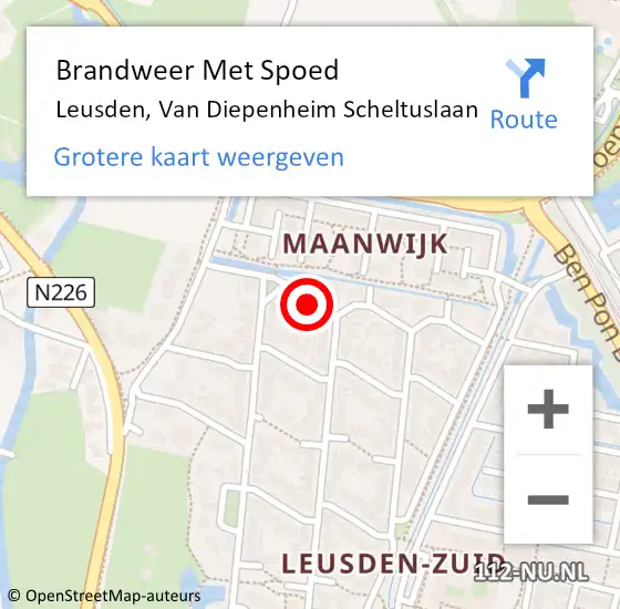 Locatie op kaart van de 112 melding: Brandweer Met Spoed Naar Leusden, Van Diepenheim Scheltuslaan op 22 november 2019 21:46