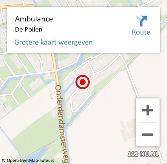 Locatie op kaart van de 112 melding: Ambulance De Pollen op 22 november 2019 22:08