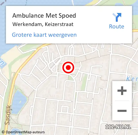 Locatie op kaart van de 112 melding: Ambulance Met Spoed Naar Werkendam, Keizerstraat op 22 november 2019 22:38