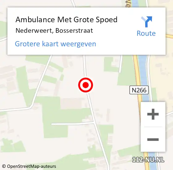 Locatie op kaart van de 112 melding: Ambulance Met Grote Spoed Naar Nederweert, Bosserstraat op 22 november 2019 23:19