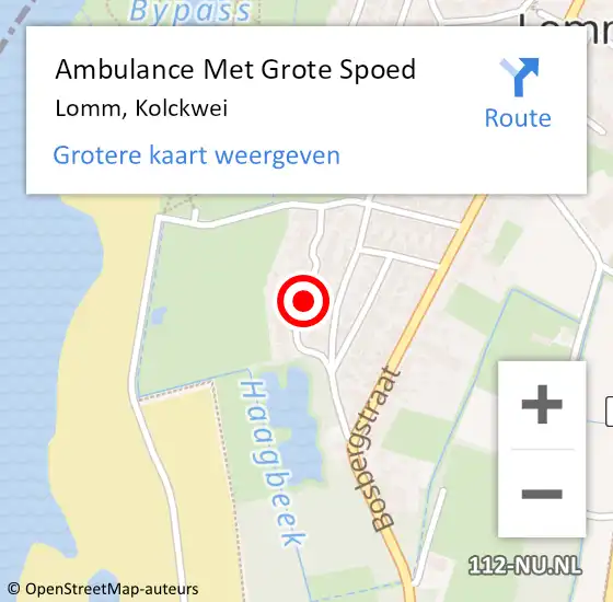 Locatie op kaart van de 112 melding: Ambulance Met Grote Spoed Naar Lomm, Kolckwei op 22 november 2019 23:35