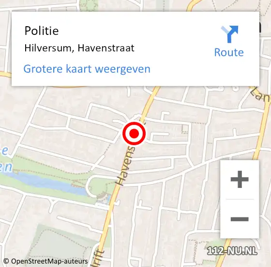Locatie op kaart van de 112 melding: Politie Hilversum, Havenstraat op 22 november 2019 23:45
