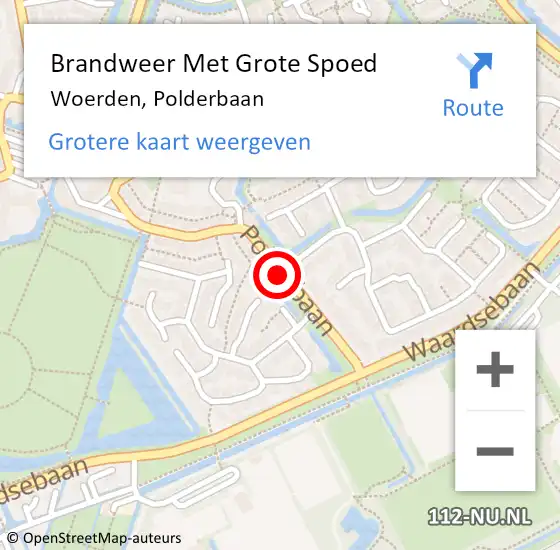 Locatie op kaart van de 112 melding: Brandweer Met Grote Spoed Naar Woerden, Polderbaan op 23 november 2019 00:11