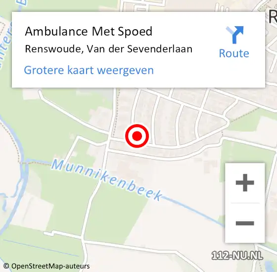 Locatie op kaart van de 112 melding: Ambulance Met Spoed Naar Renswoude, Van der Sevenderlaan op 20 april 2014 16:12