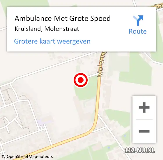 Locatie op kaart van de 112 melding: Ambulance Met Grote Spoed Naar Kruisland, Molenstraat op 23 november 2019 05:06